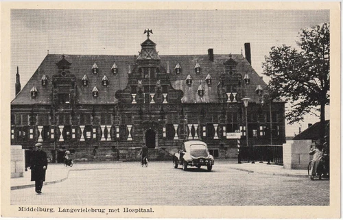 MIDDELBURG. Langeviele Brug met Hospitaal. Oude ongebruikte Ansichtkaart