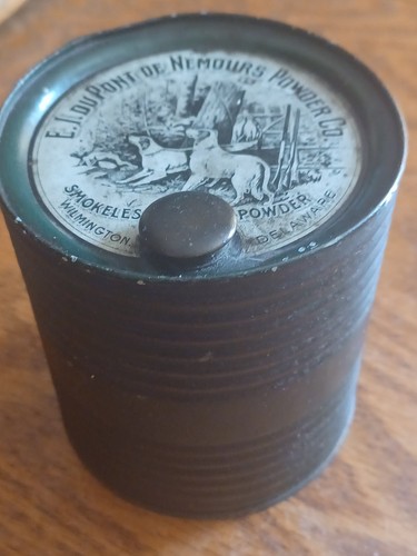 Ancienne E.I. vintage Fusil de chasse en étain poudre sans fumée DuPont de Nemours Powder Co. - Photo 13/13
