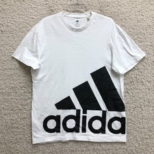 Adidas Shirt Medium Adult White 3 Stripes Graphic Crewneck Short Sleeve Mens M