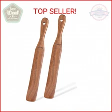 2 Pack Wooden Spurtle for Sourdough Starter, Mixing, Reaching Bottom of Jar, Dou
