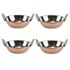 Hammered Copper Balti Dish Indian Curry Kadai Karahi Bowl Traditional Set 1/2/4x
