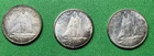 Lot of 3 Canadian Silver 10C: 1964, 1965, 1966 - 80% Silver