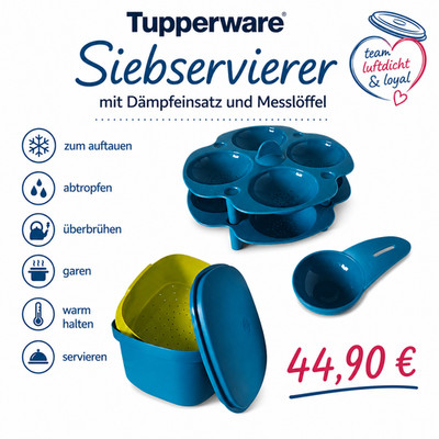 TUPPERWARE Siebservierer 3,0 L Thermo Duo mit Sieb und Einsätze  Dämpfen Gehen
