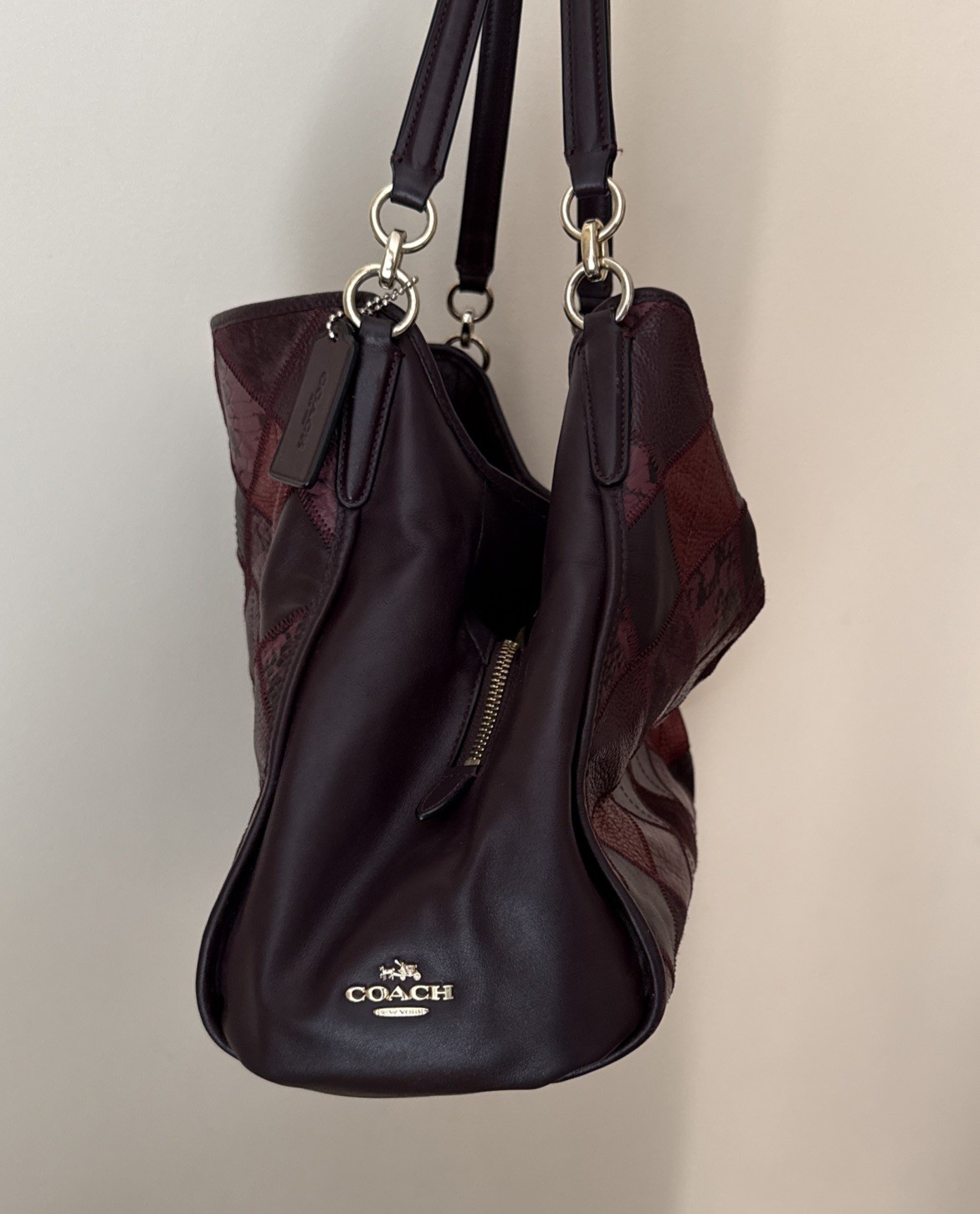 Coach Phoebe Metallic Patchwork Shoulder Bag Burg… - image 2