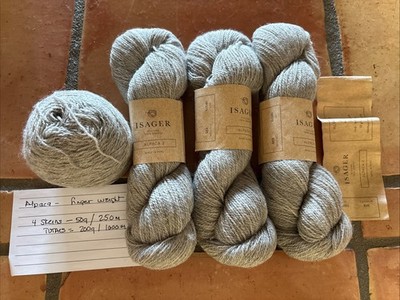Isager Yarn Alpaca 2  - Alpaca/Wool Undyed Shade 4 Skein Lot Eco Line