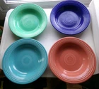 Set of  4 Vintage Fiestaware Rim Soup Bowls "Deep Plates" 8-1/2" (1936-1957)