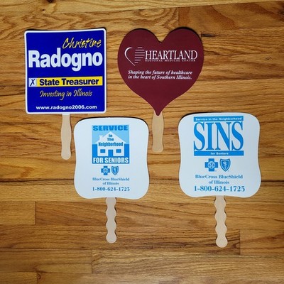 Lot of 4 Advertising Hand Fans - Christine Radogno, Heartland, BlueCross