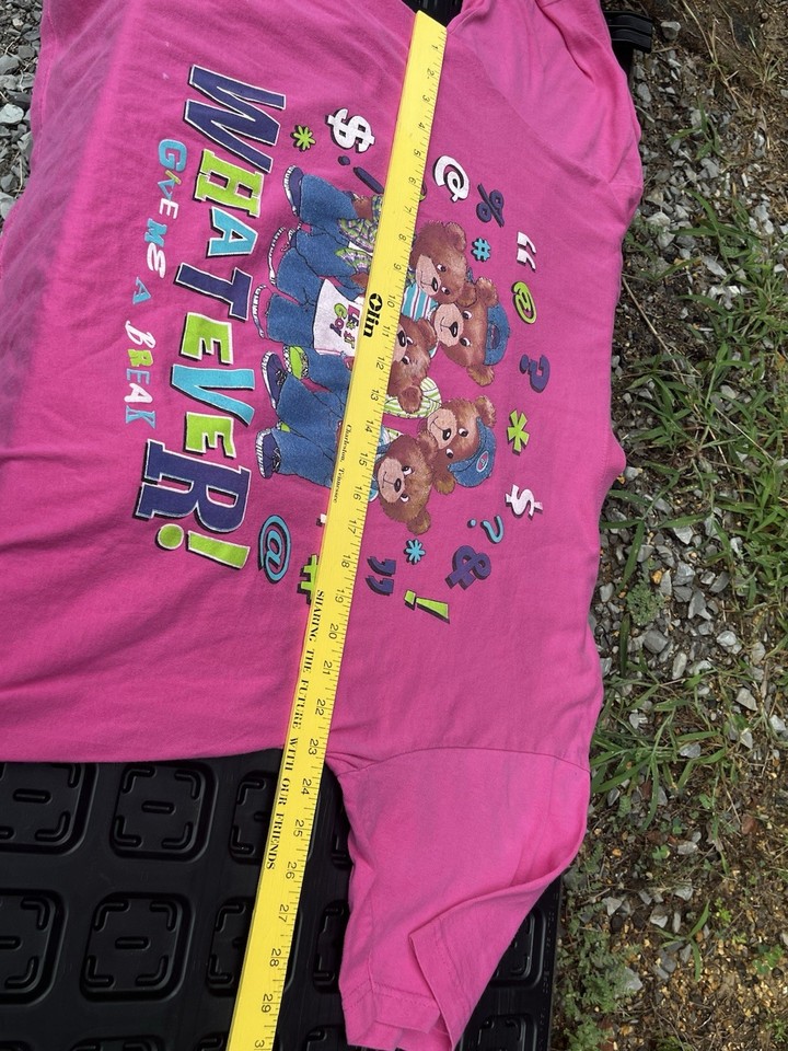 Vintage Faded Glory Pink Whatever Give Me A Break Teddy Bear Graphic T ...