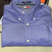 Tommy Hilfiger Shirt Mens 16 Blue Pocket Dress Button Up Long Sleeve