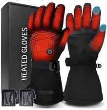 Rechargeable Heated Gloves for Men Women, 7.4V Waterproof Touchscreen Large