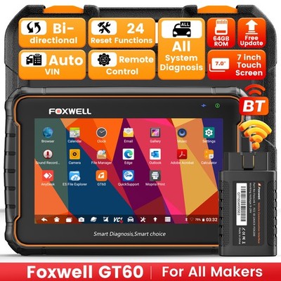 FOXWELL GT60 All System OBD2 Scanner Bluetooth Bidirectional Scan Tool ABS SRS