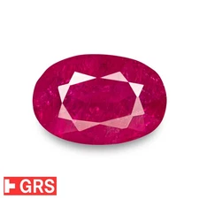 GRS & IGI Certified BURMA Ruby 5.99 Ct. Natural Unheated OVAL Vivid Pinkish Red