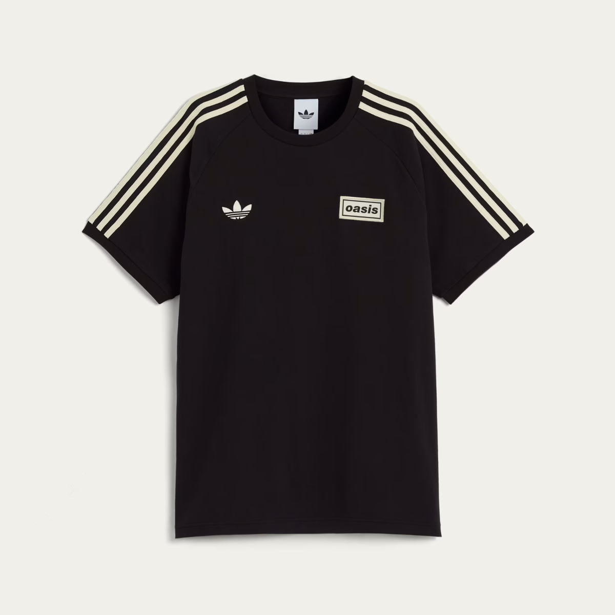 Adidas Oasis Tour 3-Stripes T-Shirt Cream White / Black Blue - XS