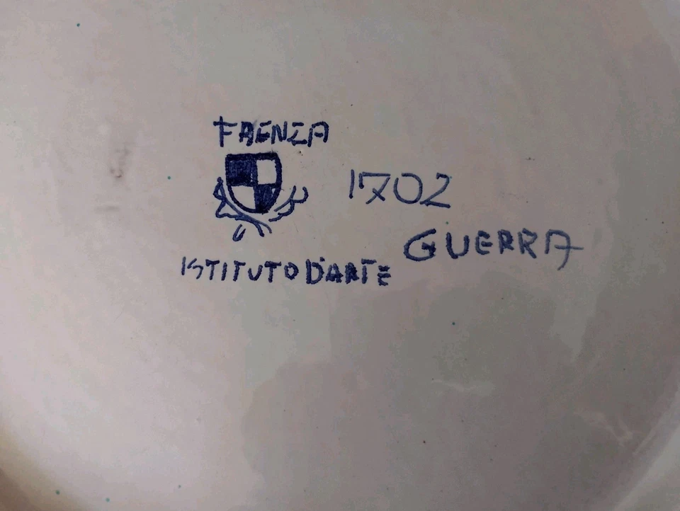 ISTITUTO D'ARTE FAENZA GRANDE PIATTO IN CERAMICA ANNI 60 DIAMETRO 53 GUERRA  - Immagine 3 di 4