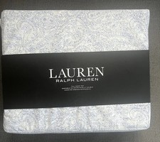 Ralph Lauren Full Sheet Set Paisley Blue White 4 Pc Rare