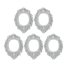 5 Pcs Mini Vintage Frames, 0.9 x 0.8" Resin Tiny Picture Frames, Silver