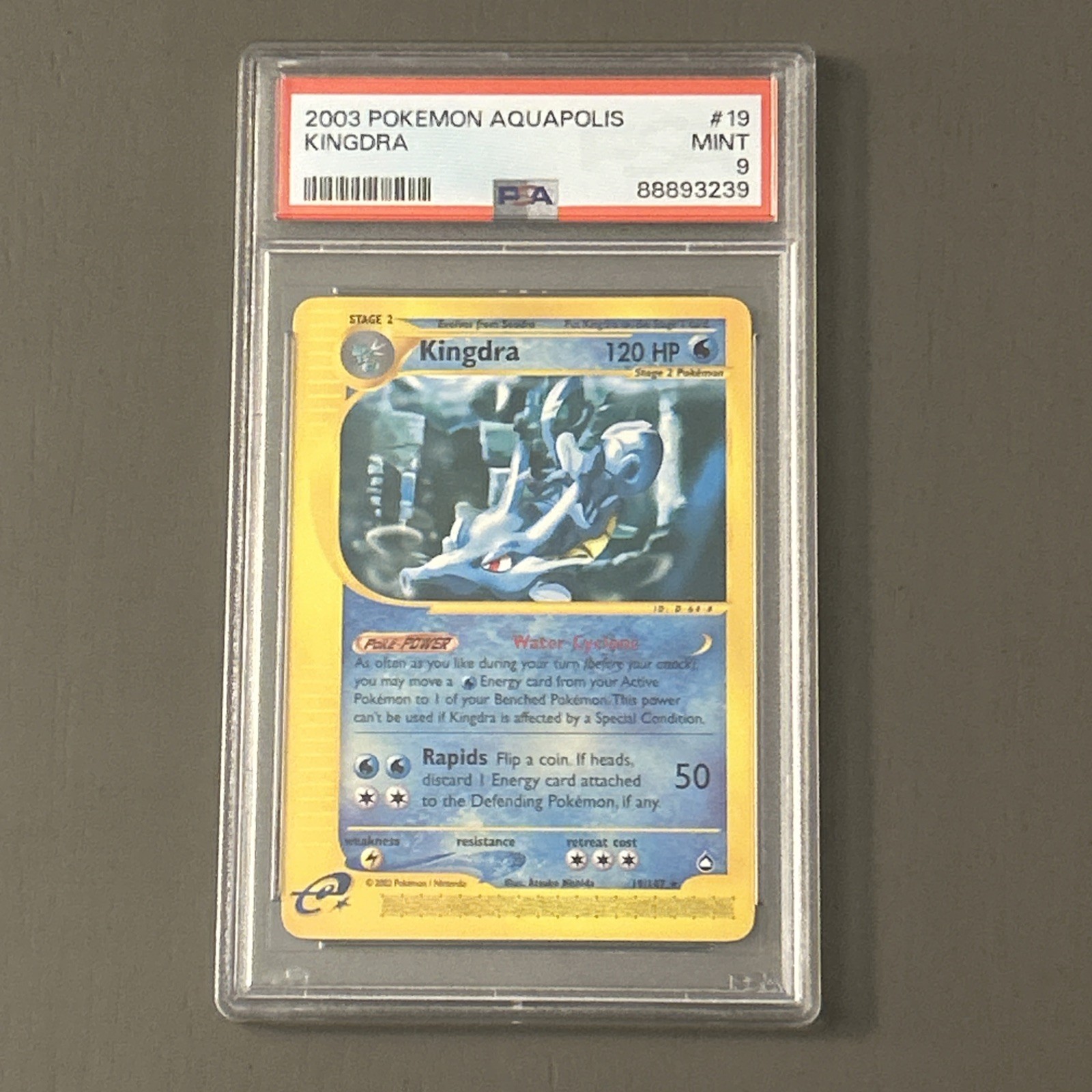 Pokemon TCG: 2003 Kingdra 019/147 Aquapolis Regular PSA 9