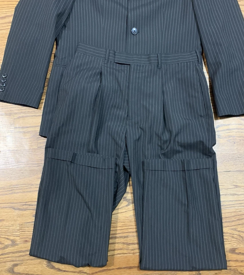 Traje Vintage Haggar Enterprise Botón Negro Rayas 2 piezas Talla 38R Pantalones 32X30 Foto 2 de 4