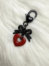 Red Heart Bag Charm Keychain Key Car Charm Zipper Pull Black Y2K New Gift
