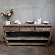Recycled Teak Wood Console Table | Large Handmade Display Table (180cm)