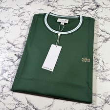 Image of LACOSTE Mens Pine Green Tipped Collar T Shirt SIZE FR 5 (US L) BNWT TH9903 132