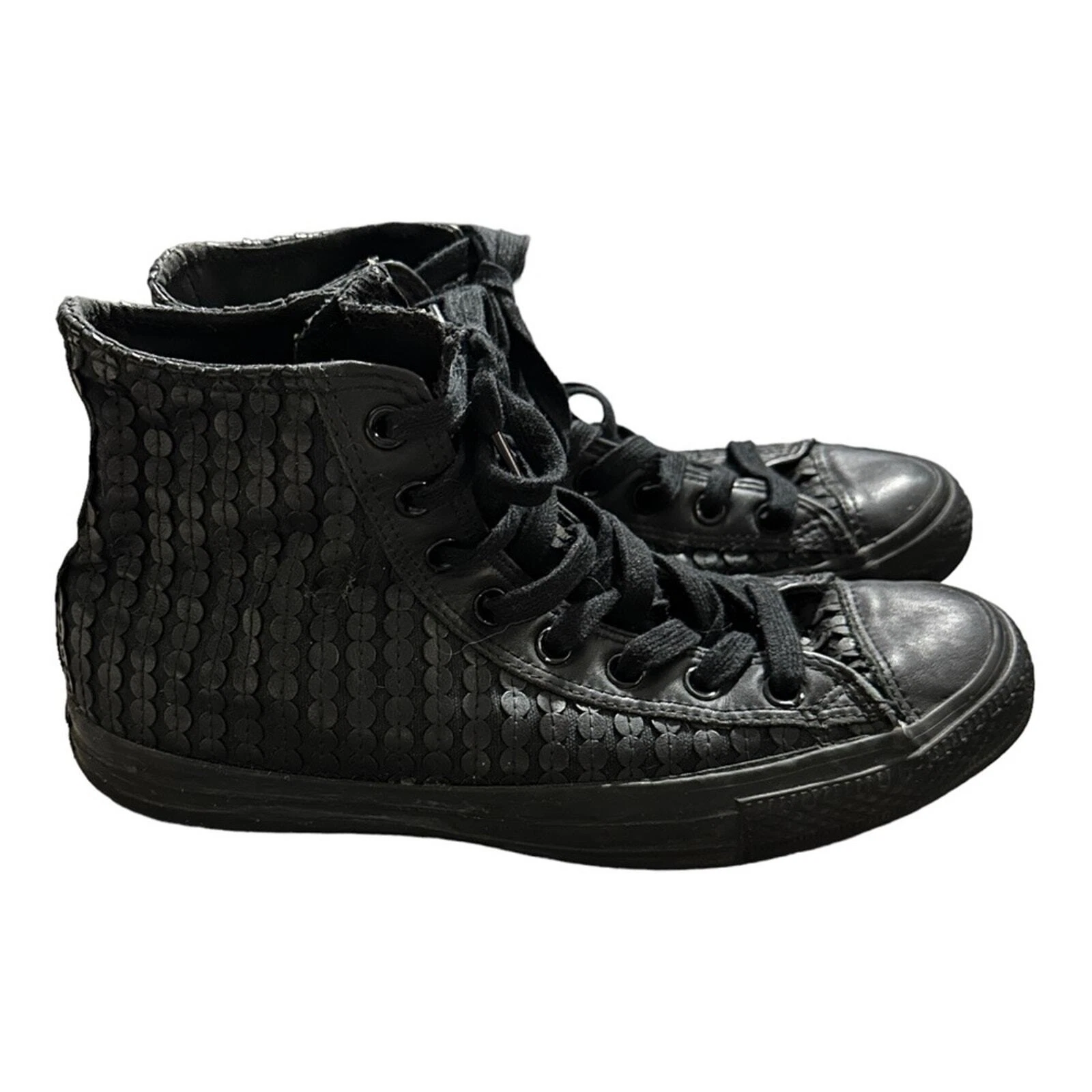 Sneakers alte Converse All Star Chuck Taylor tinta unita nere con paillettes taglia 11