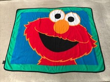 VTG 1990s BIG ELMO FACE BLANKET OWEN THROW KIDS SESAME Street 49x59 HTF Lovey