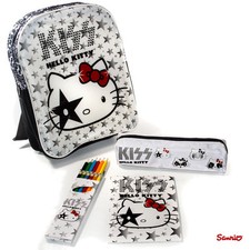 Hello Kitty KISS Rucksack,Federmäppchen,Bundstifte,Malblock,Kinderrucksack,Weiß