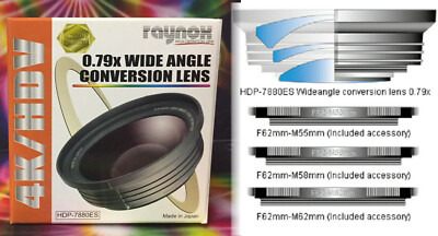 Raynox HDP-7880ES 0.79X High Definition Wide-angle Convers-n LENS 55mm 58mm 62mm