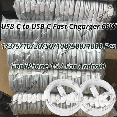 For iPhone 15 Android USB-C to USB-C Cable Fast Charger Lot Type C Charging Cord
