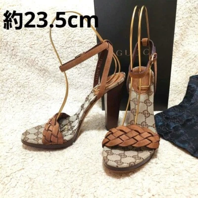 Sandales, mules, talons hauts GUCCI, motif GG, monogramme, taille 36,5, avec ... - Photo 1/4