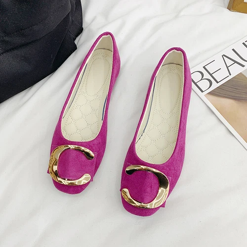 Women Flats Slip On Flat Shoes Formal Ladies Square Toe Classic Pumps Buckle - Bild 79 von 113