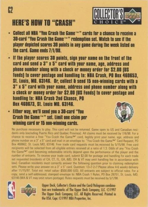 1997-98 Upper Deck Collector's Choice - Dana Barros #C2 - 2 of 2