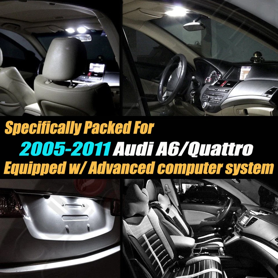 Kit de luces blancas LED interiores sin errores CANbus 20 piezas para Audi A6/Quattro 2005-11  Foto 2 de 4