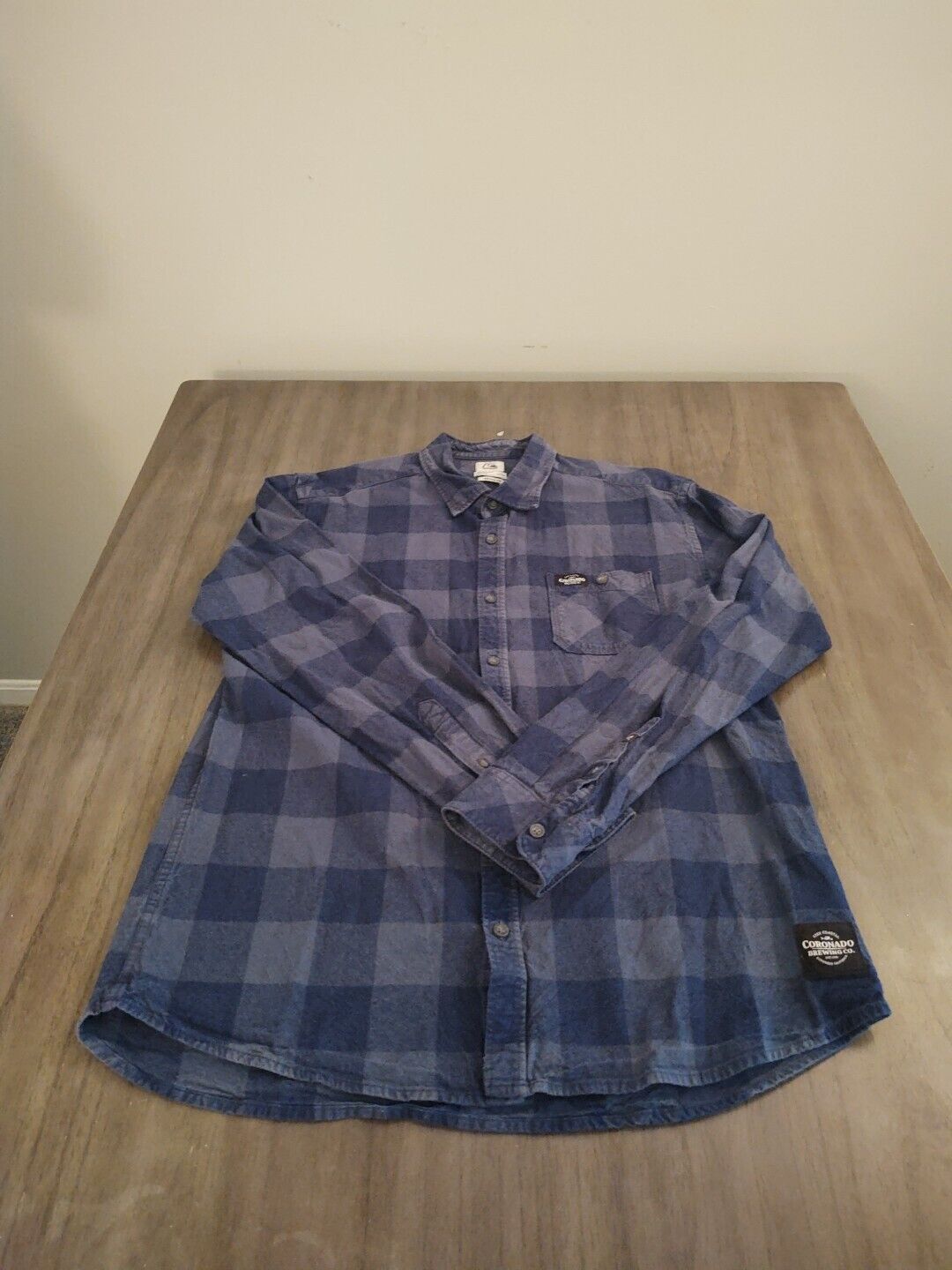 Quicksilver Shirt Mens Large Blue Plaid Long Slee… - image 1