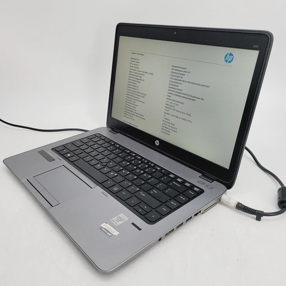 HP EliteBook 840 G1 Core i5-4300U 1.9GHz 8GB RAM 180GB SSD 14" ***Boot to Bios - Image 4 of 4