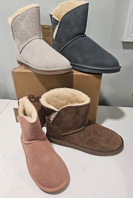 BEARPAW Brynlee 7'' shaft slip on Suede Boot with NeverWet CHOOSE SIZE/ COLOR New