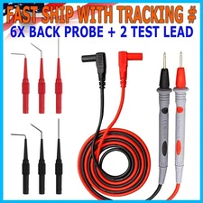 8Pcs Automotive Back Probe Kit Multimeter Test Leads Alligator Clips Wire Tool