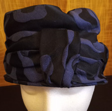Rare 1960s Vintage Christian Dior Chapeaux Turban Style Navy Silk/Satin Hat
