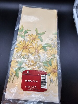 American Greeting NOS Vintage Paper Tablecloth Sunflowers 96''x54'' USA
