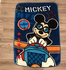 Disney Mickey Mouse Baby Blanket Driving Car Stars Blue Fleece Throw Lovey 30x45