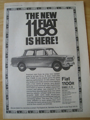 FIAT 1100 CAR IS HERE RESTYLED RADIATOR GRILL 1966 POSTER ADVERT A4 SIZE FILE 20