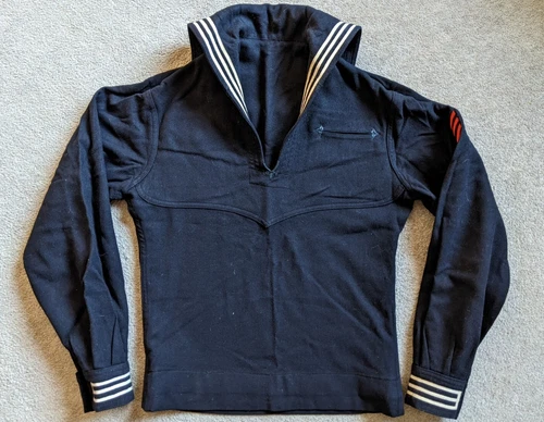 Vtg 40s Naval clothing co shirt XS 100% wool navy military WWII stripes pockets