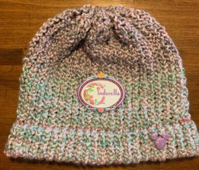 Disney Inspired ''Cinderella'' Vintage Patch On Multi Color Beanie Purple Mickey