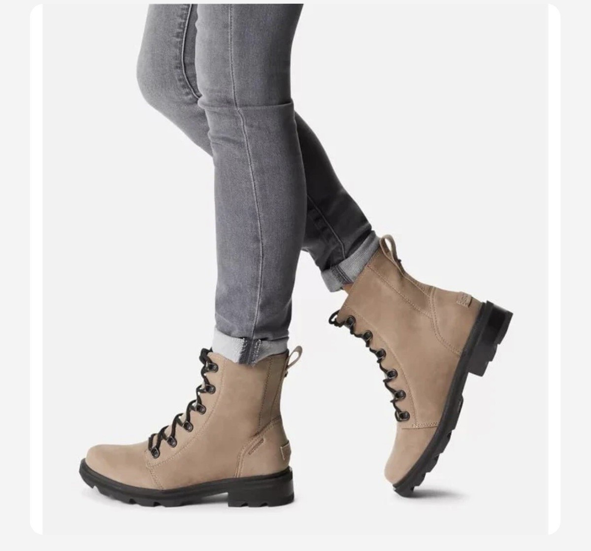 NEW! Sorel Women’s Lennox Lace Tan Waterproof Suede Lace-Up Moto Boots  Size