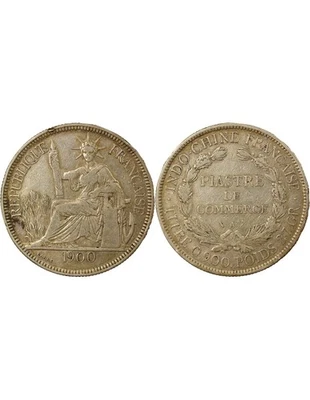 Indo-Chine Fr. 1 Piastre de Commerce Argent - 1900 A Paris - Photo 1/3