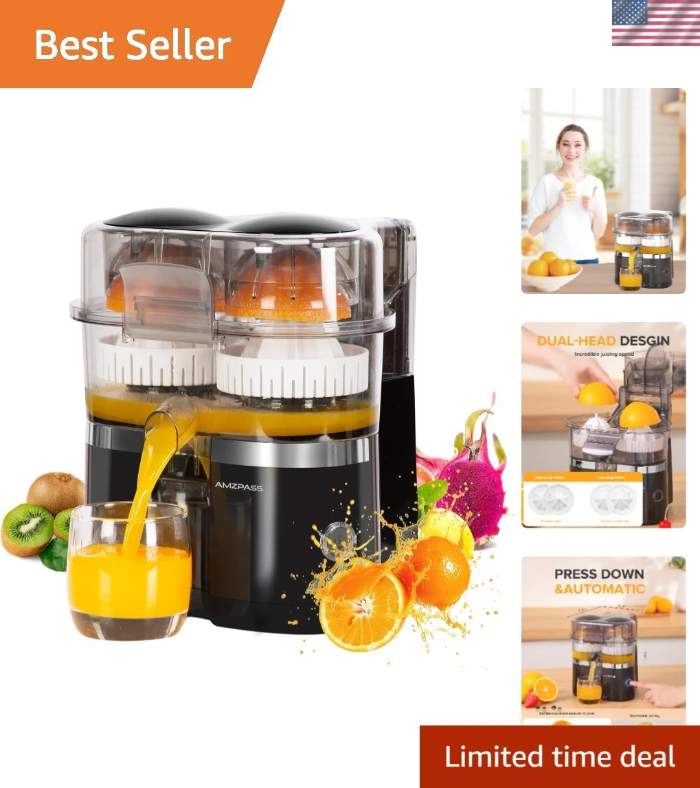 Effortless Juicing Machine: Dual-Head Citrus Juicer with Pulp Control & Brush
