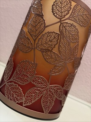Yankee Candle Co. Candle Holder, Bronze Leaves And Amber Insert 7 