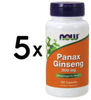 5 X Now Foods Panax Ginseng, 500Mg - 100 Capsules (188,78 Eur/Kg)