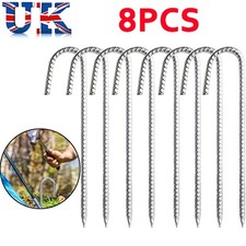 12" Steel Tent Pegs Heavy Duty J Pin Ground Stakes Gazebo Galvanised Metal Rebar